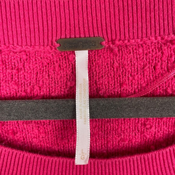 Free People Large Sweater Found My Friend Bouclé Pullover Pink Bobble 3D Knit - Picture 2 of 9